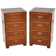 Pair of Antique Mahogany Campaign Style Bedside Chests