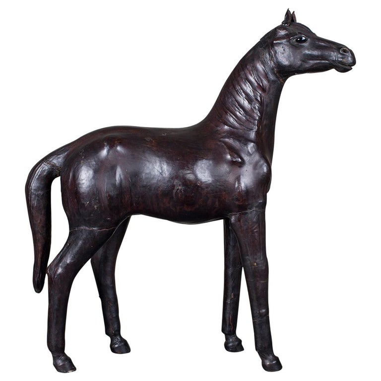 Vintage English Liberty Leather Horse, England, circa 1920 For Sale at