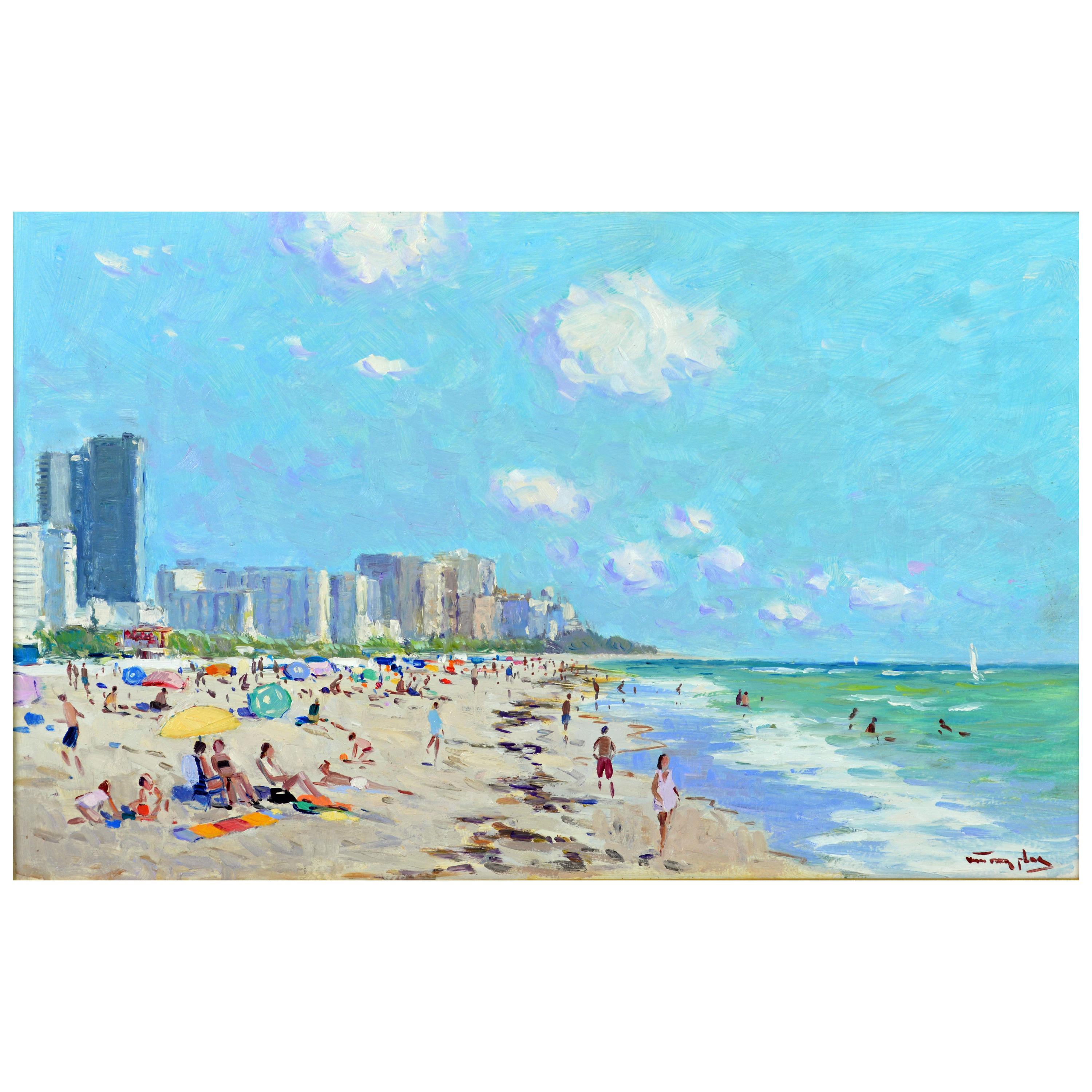 'Miami Beach, Florida' by Niek van der Plas, Well Listed Dutch Impressionist