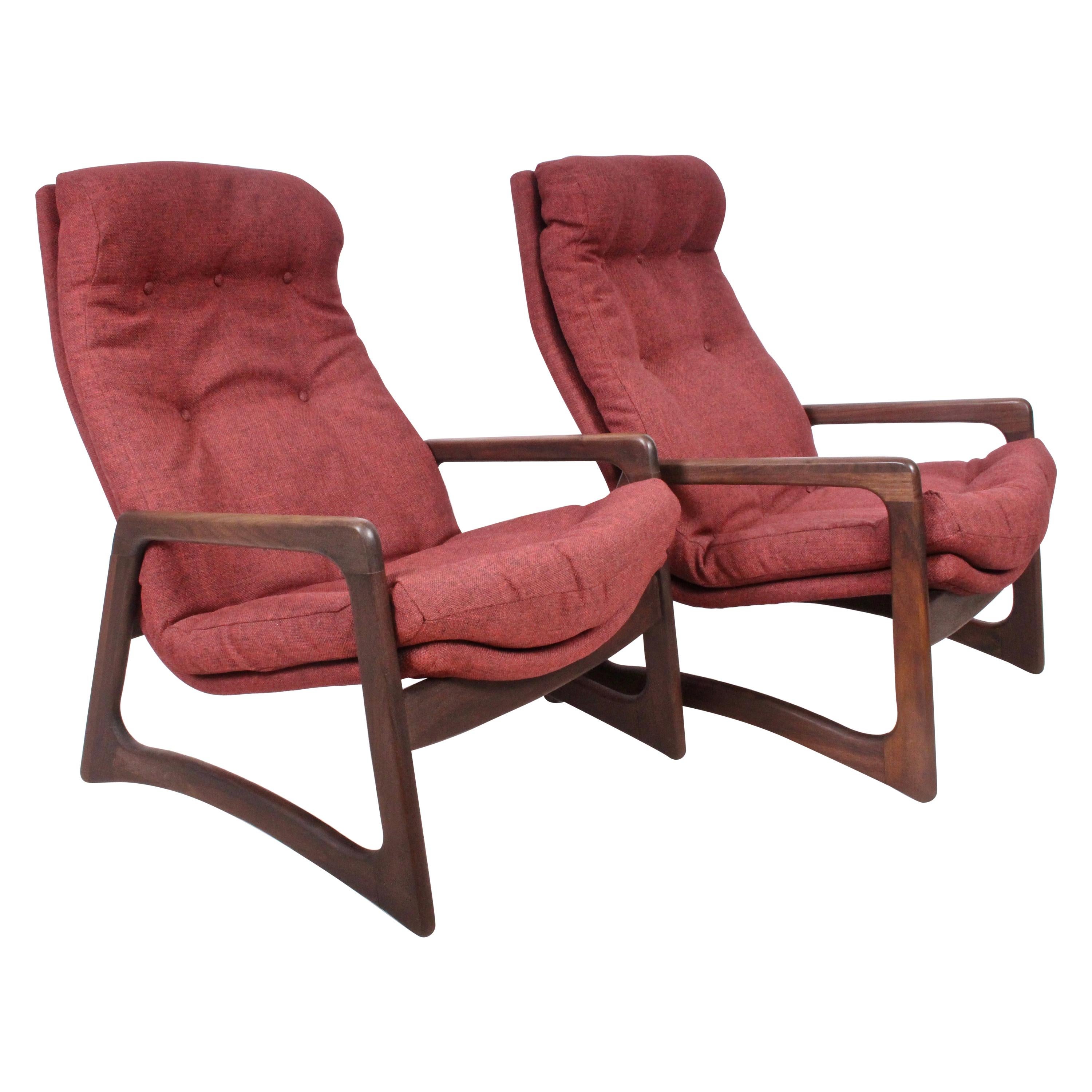 Pair Adrian Pearsall for Craft Associates Walnut Lounge Chairs