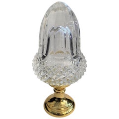 Wonderful Crystal Acorn Cut Faceted Glass Brass Banister Newel Post Finial