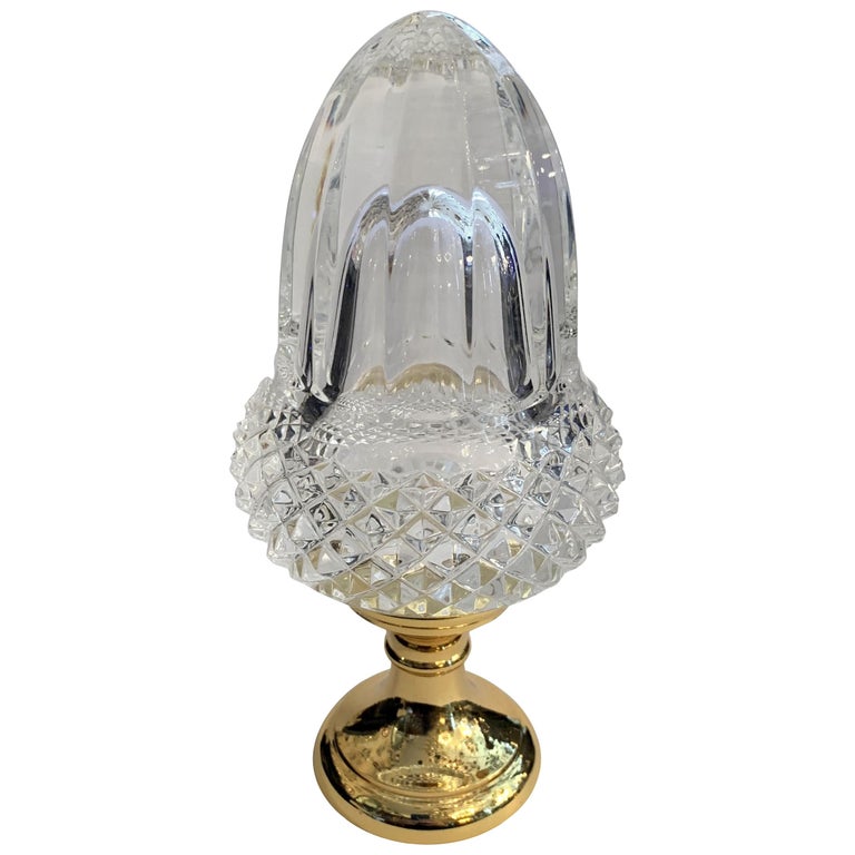 Wonderful Crystal Acorn Cut Faceted Glass Brass Banister Newel Post Finial at 1stDibs