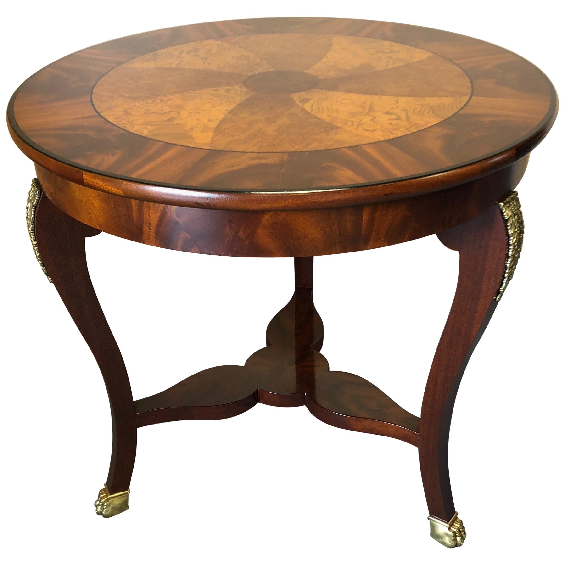 Very Beautiful Baker Flame Mahogany and Burl Round Side Table