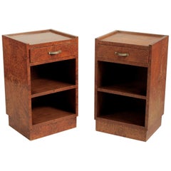 Georges Champion Pair of French Modernist Amboyna Side Tables/Nightstands