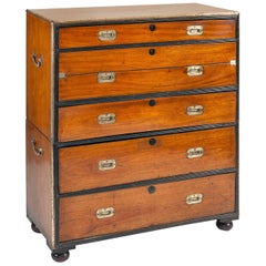 19th Century Two-Part Mahogany Campaign Chest with Secretary Desk