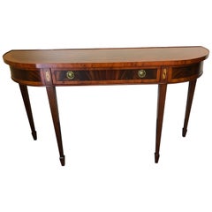 Vintage Gorgeous Flame Mahogany and Inlaid Demilune Console by Hekman