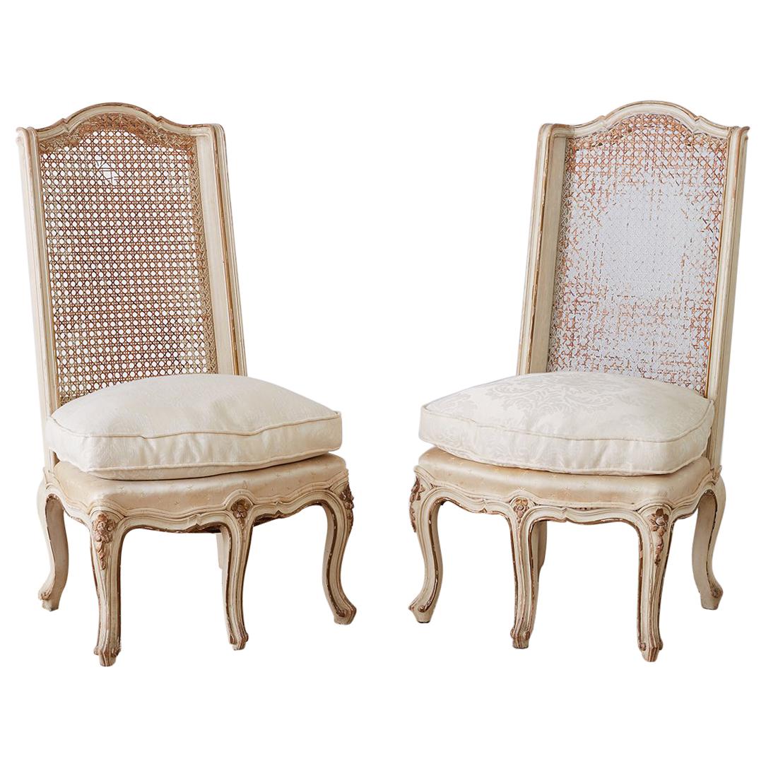 Pair of French Provincial Five-Leg Slipper Chairs