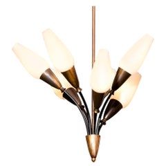 1950s Brass Italian Tulip Chandelier