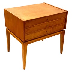 Rare End Table with Folding Tables Compartment Attributed to Paul McCobb