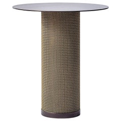 Armor Cylinder Side Table Oil-Rubbed Bronze with Satin Brass Chainmail by Konekt