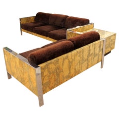 Mid-Century Modern Adrian Pearsall Chrome Cork Sofa Loveseat End Table Set 1970s