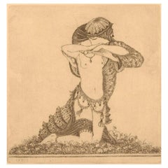 Gerhard Henning, Oriental Nude Study, Erotic Etching on Japanese Paper, 1915