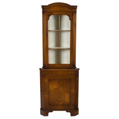 Tall Single Door Walnut Corner Cabinet Cupboard Hutch