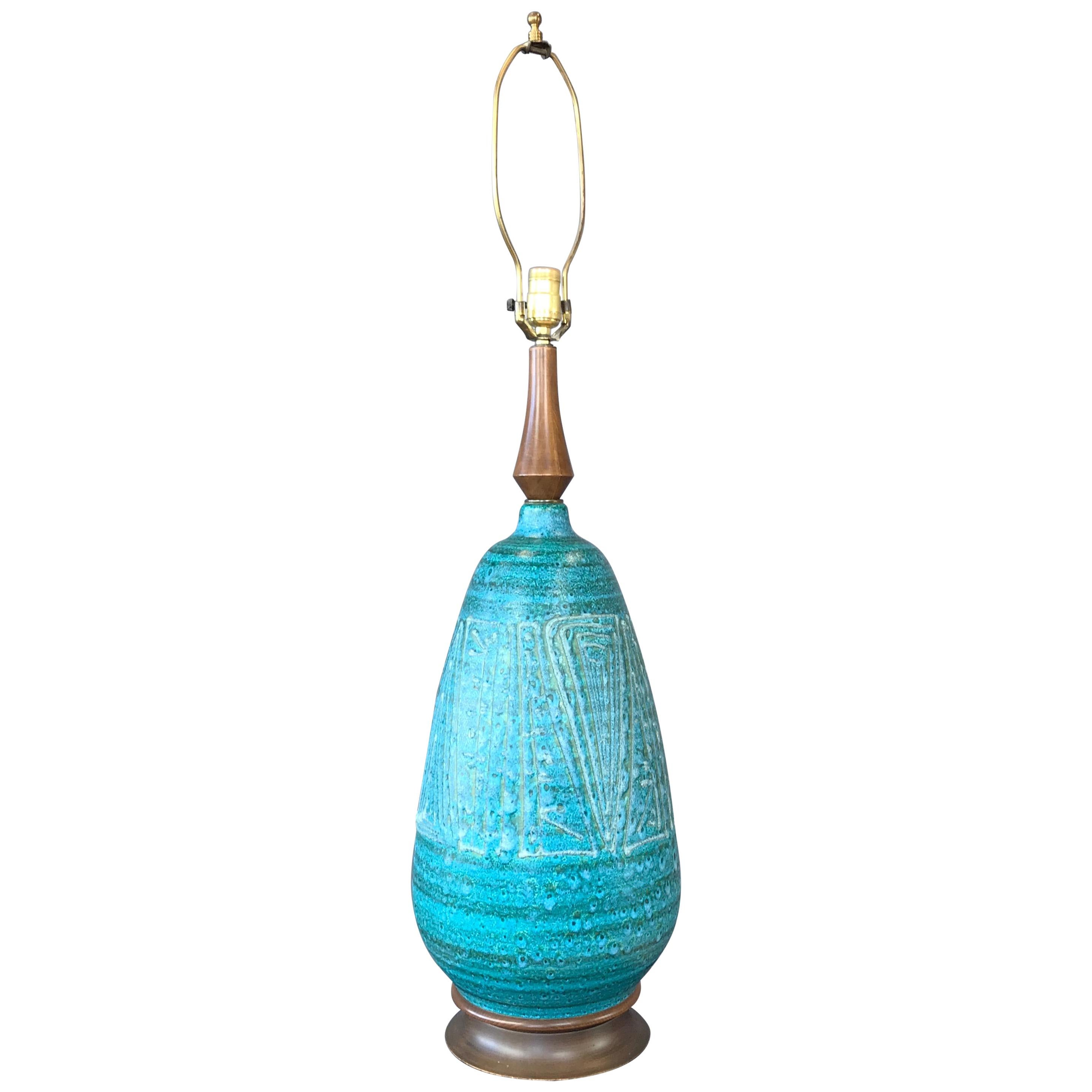Monumental Blue/Green Ceramic Lamp