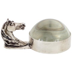 Vintage Hermes Silver Plate Equestrian Desk Magnifier