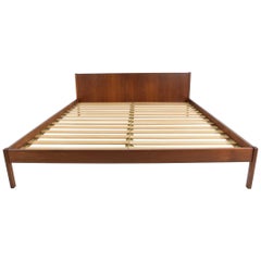 Vintage Danish Teak Oversized Queen Bed Frame