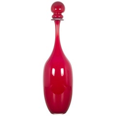 Hand Blown Red Murano Glass Decanter Made in Italy