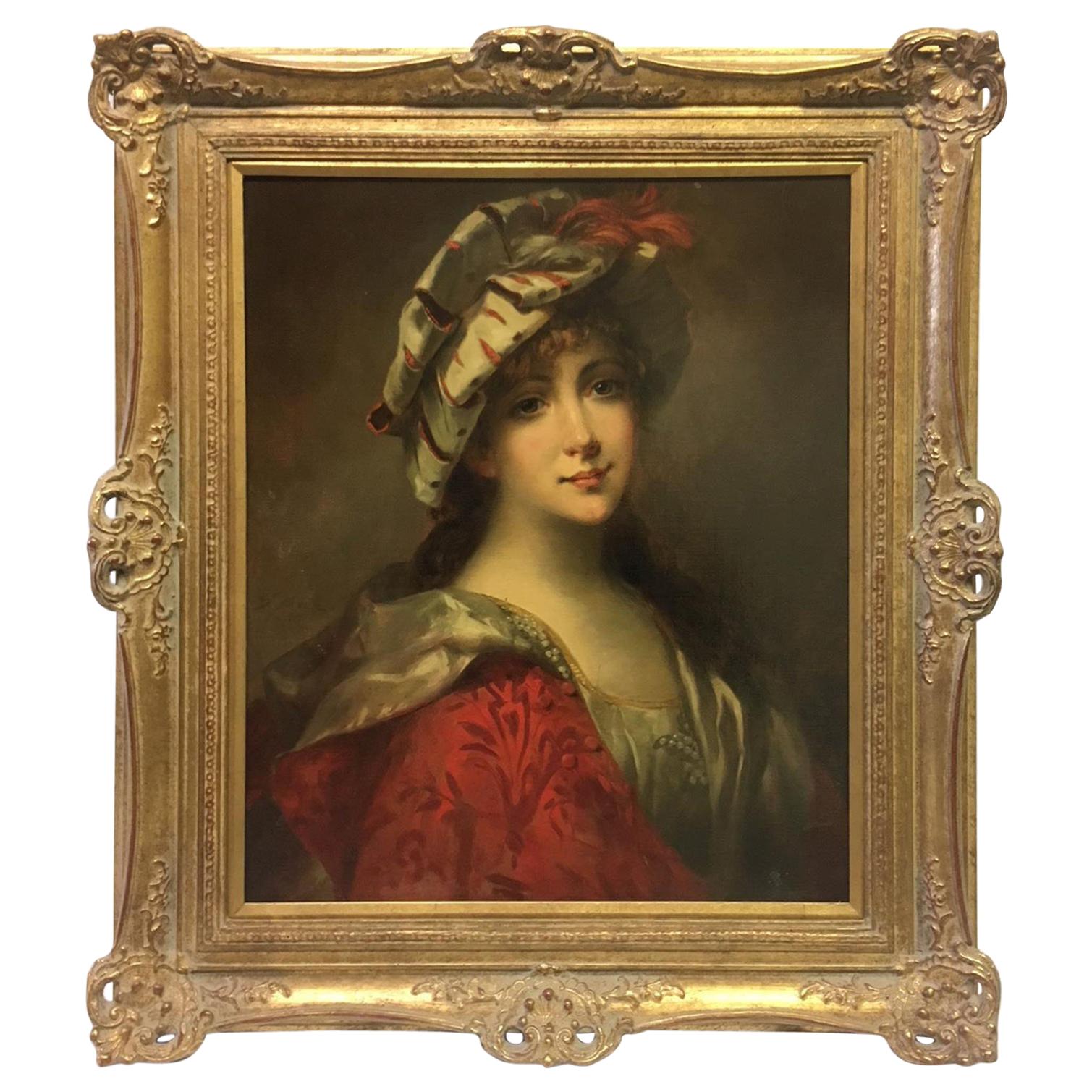 French Oil on Canvas Painting, 19th Century