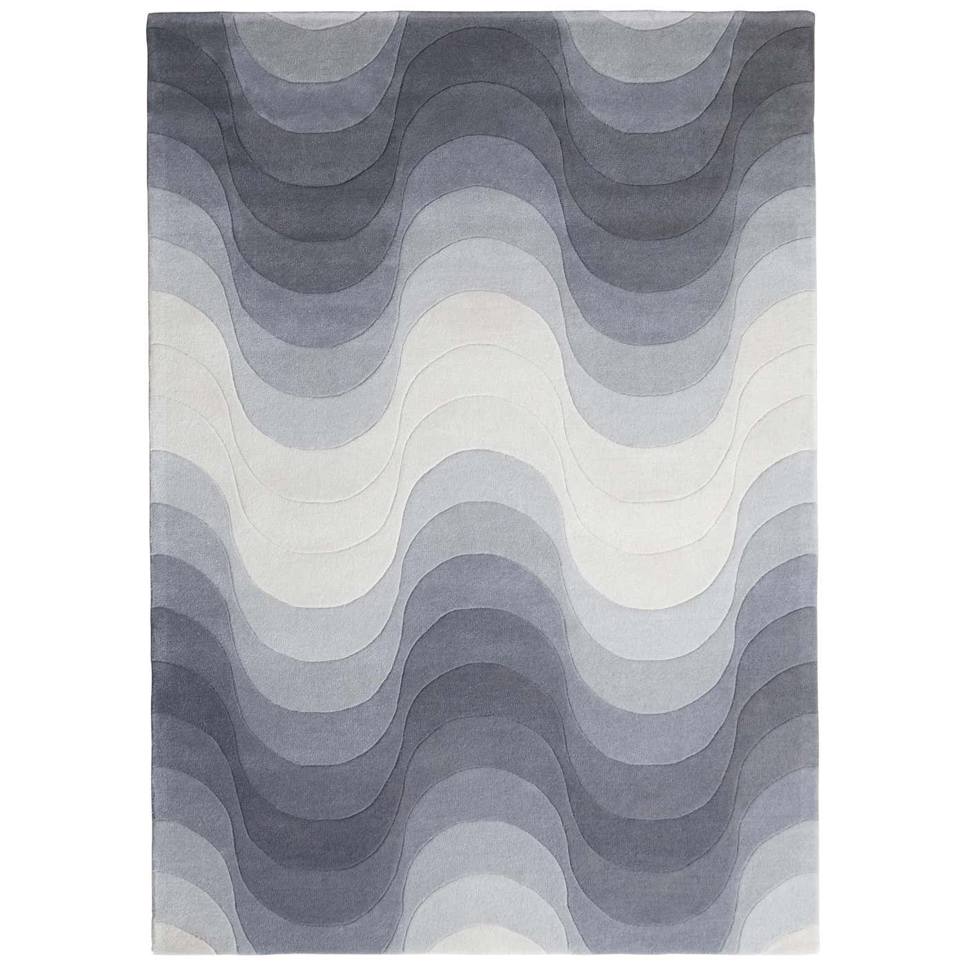 Wave Hand-Tufted Rug in Gray by Verner Panton For Sale at 1stDibs