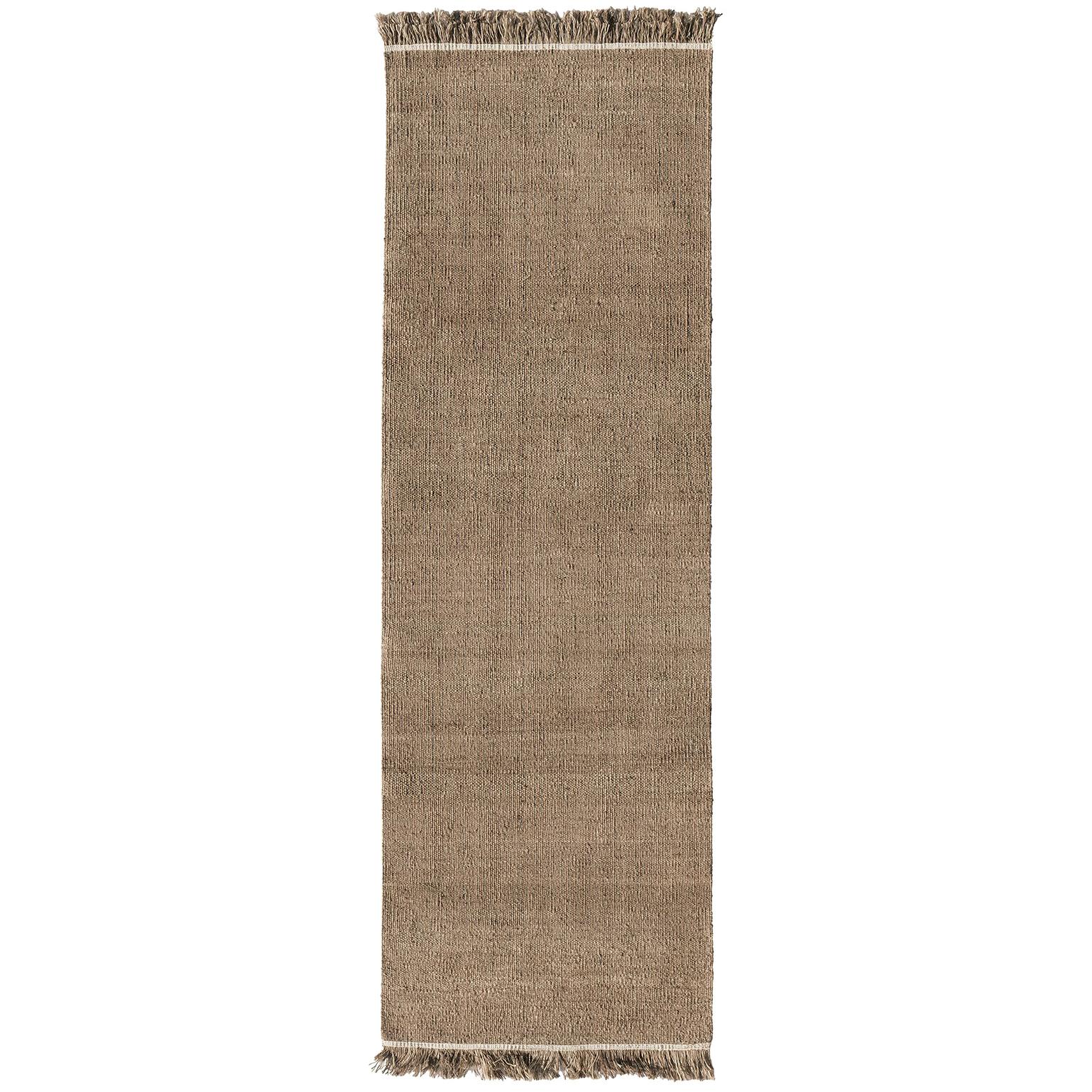 Nanimarquina Wellbeing Nettle Dhurrie Runner Rug in Brown by Ilse Crawford For Sale