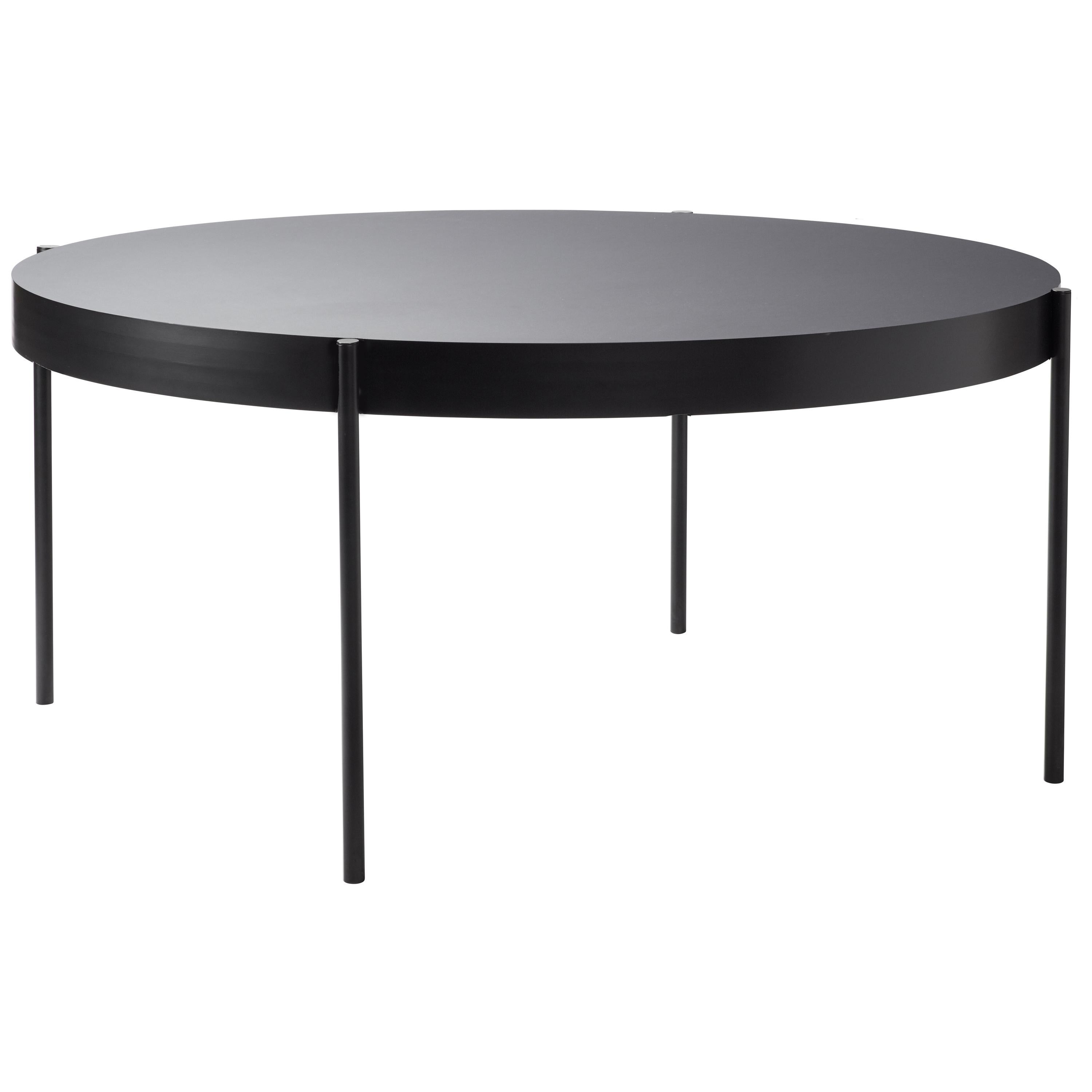 Série 430 - Grande table de salle à manger ronde en noir par Verner Panton