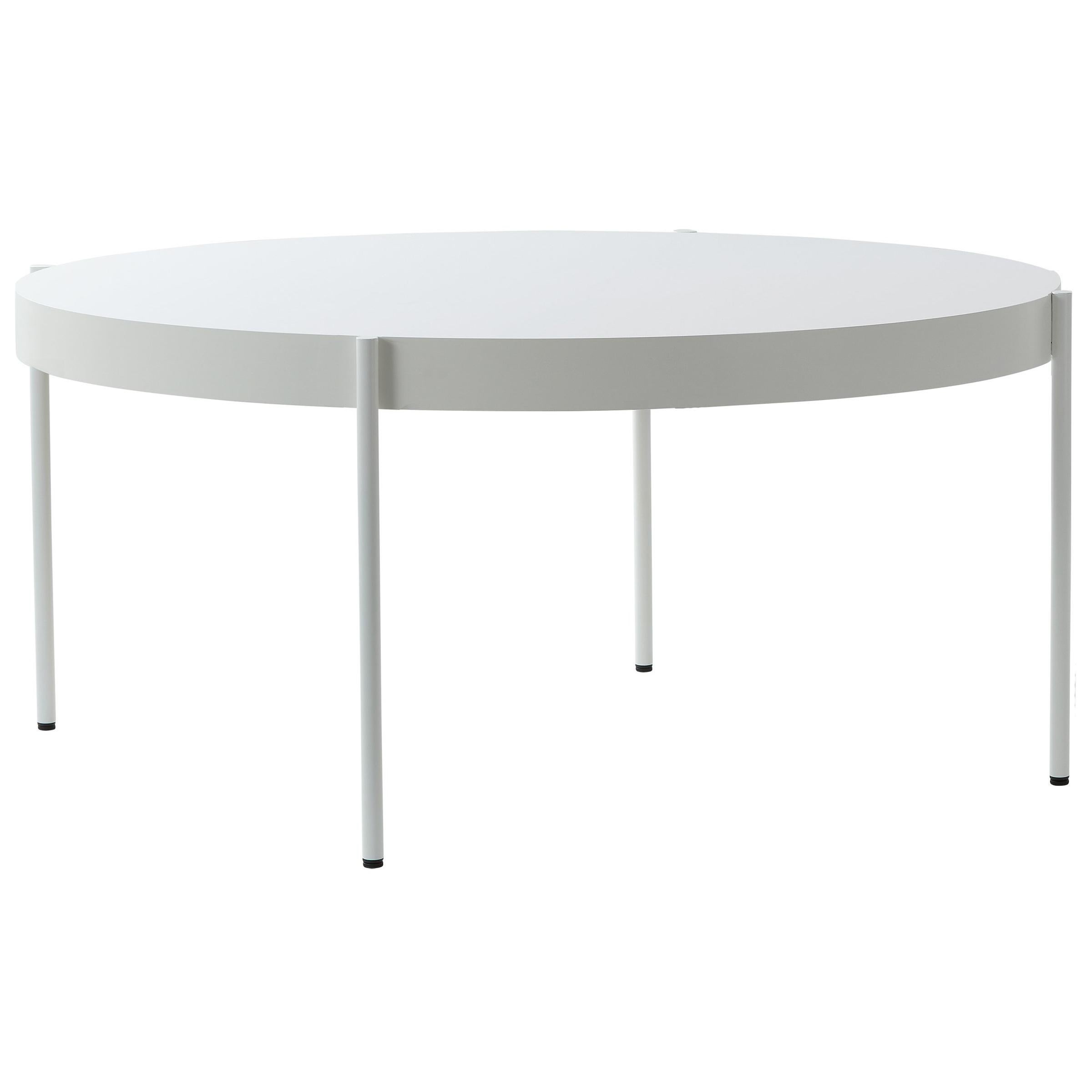 Grande table de salle à manger ronde blanche Série 430 de Verner Panton
