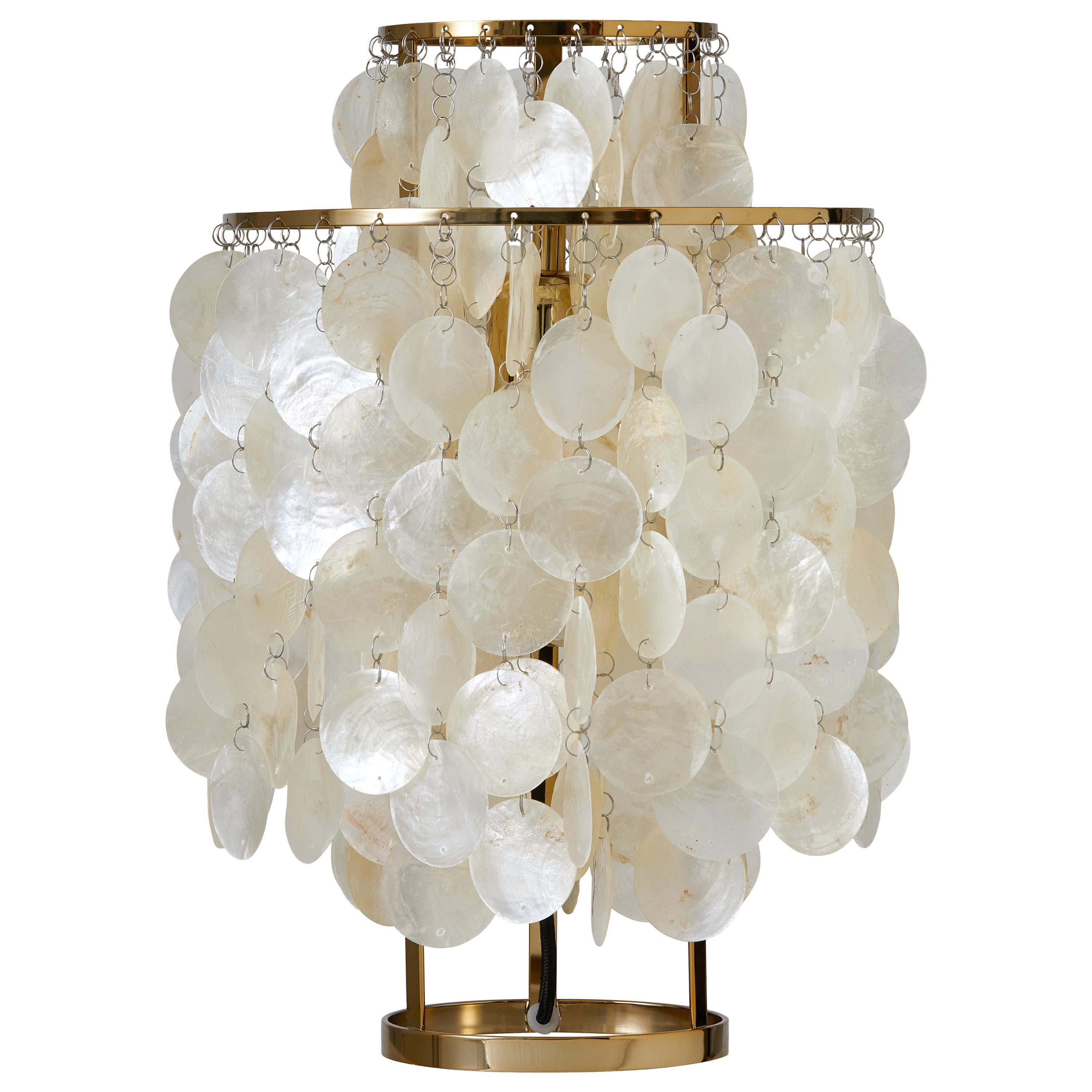 Fun 2TM Seashell Table Lamp with Brass Finish by Verner Panton