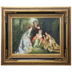 20th Century Italian Artist Large Oil Painting on Canvas Girls at the Park