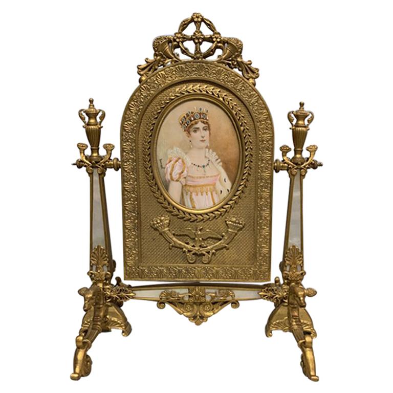 Palais Royal Gilt Bronze and Mother of Pearl Toilet Mirror, circa 1850 For Sale