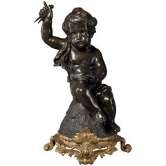 Bronze Putto Figure Emblematic of Architecture, after Clodion, circa 1890