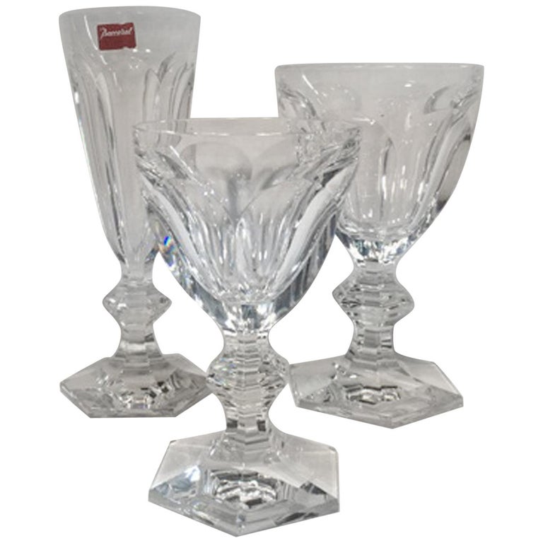 Baccarat Set Three Clear Crystal Goblets Glasses, France 21st Century For  Sale at 1stDibs | clear crystal glasses, 21st century baccarat