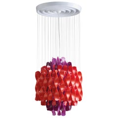 Lampada a sospensione Spiral SP1 in viola e rosso di Verner Panton