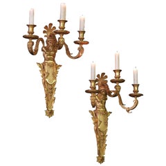 A Pair of Gilt-Bronze Three-Light Wall-Appliques by Henry Dasson, Circa 1880