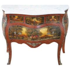 20th Century French Louis XV Style Hand Painted Chest of Drawers or Commode