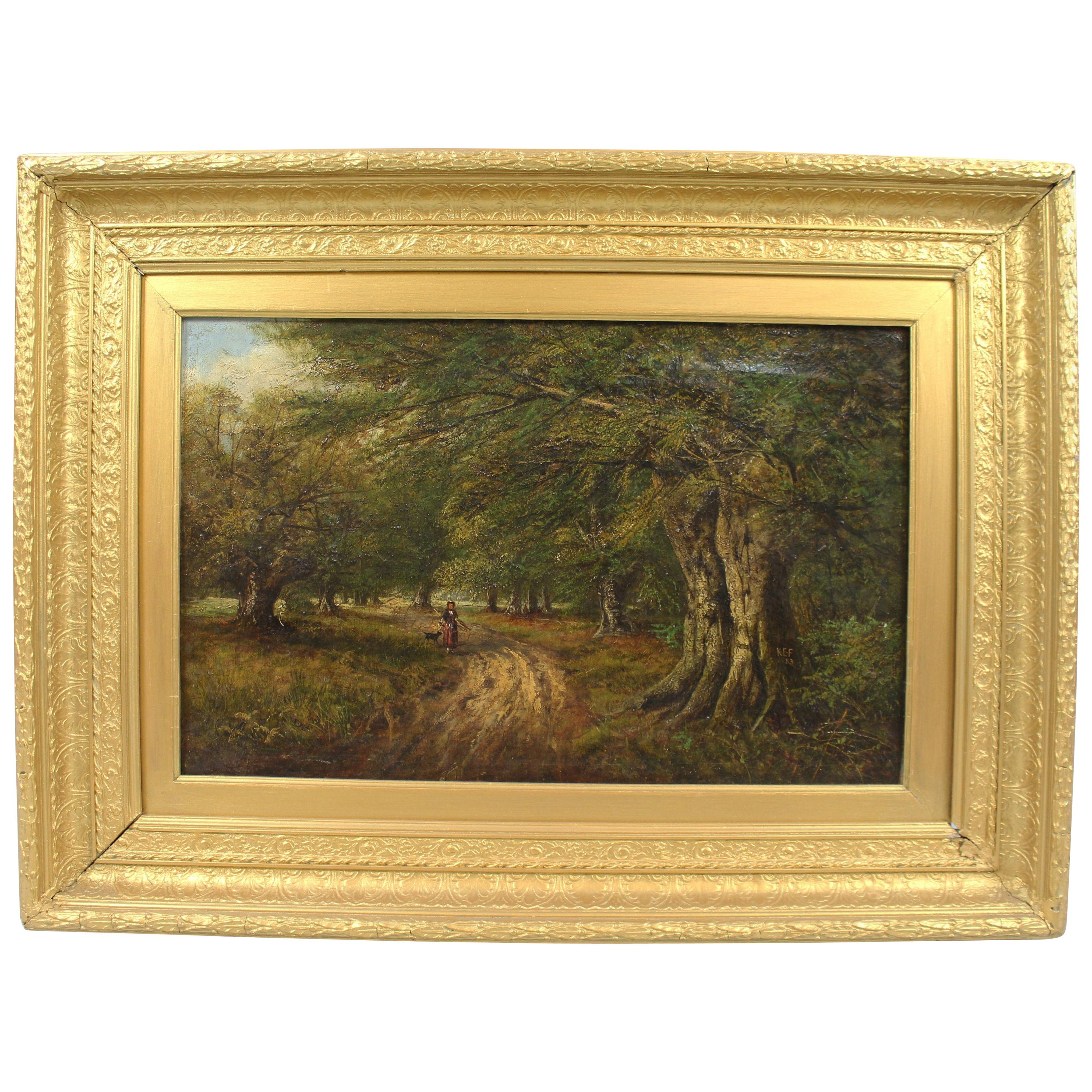 Late Victorian Forest Landscape Oil on Canvas For Sale at 1stDibs