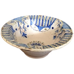 Majolica Bowl Spanish 18th Century Delft Blue