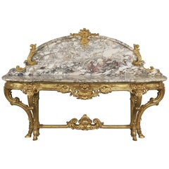 Louis XV Style Carved Giltwood and Gilt-Bronze Mounted Console Table, circa 1880