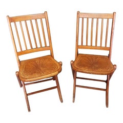 Antique Pair of Early 20th Century Thonet Style Folding Chairs