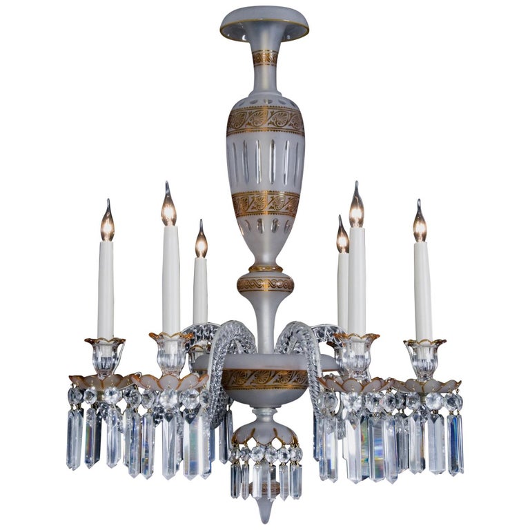 Lustre à six lumières en cristal de plomb doré, vers 1860 En vente sur ...