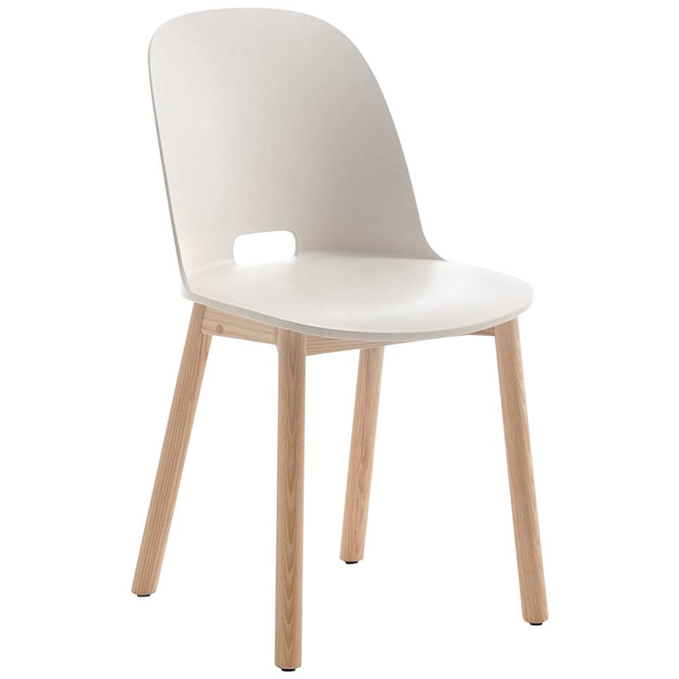 Alfi Chair in White and Ash Wood with High Back by Jasper Morrison For Sale