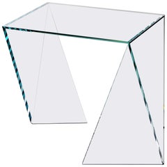 Crystal Glass Side Table Origami Transparent Handmade Italy Collectible Design