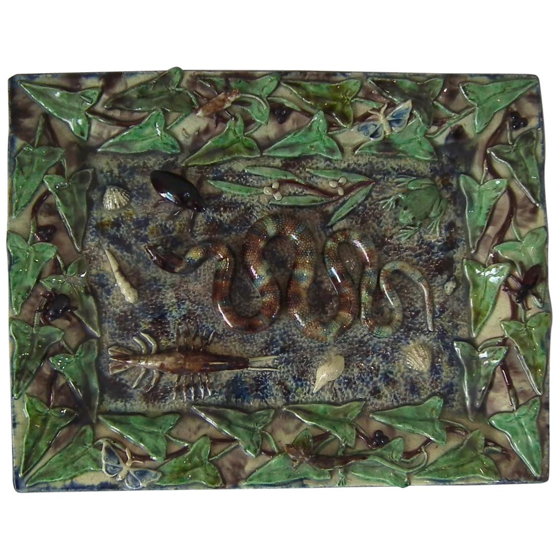 Palissy Rectangular Snake Wall Plaque