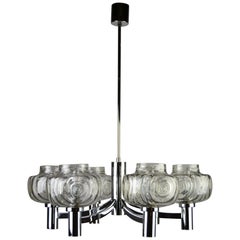 1960s Chrome and Glass Chandelier, Italy