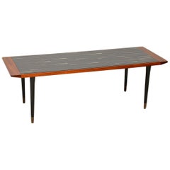 1960s Vintage Teak, Glass and Brass Coffee Table