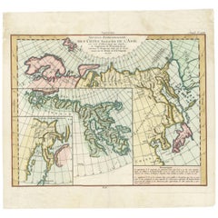 Antique Map of the North and East Coast of Asia by Vaugondy, circa 1750