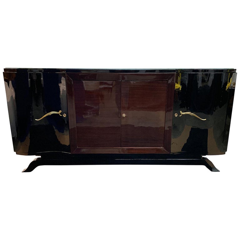 Luxe Art Deco Sideboard Credenza Buffet In Palisander And Black