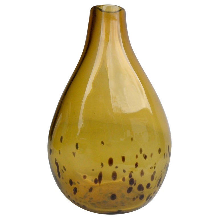 Decorative Yellow and Dots Midcentury Glass Art Vase, 1960s For Sale at  1stDibs