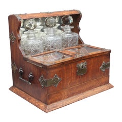 19th Century Oak and Silver Plated Tantalus