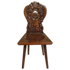 Pair of Brutalist Wooden Chairs Carved with Fabulous Creatures - Dragons