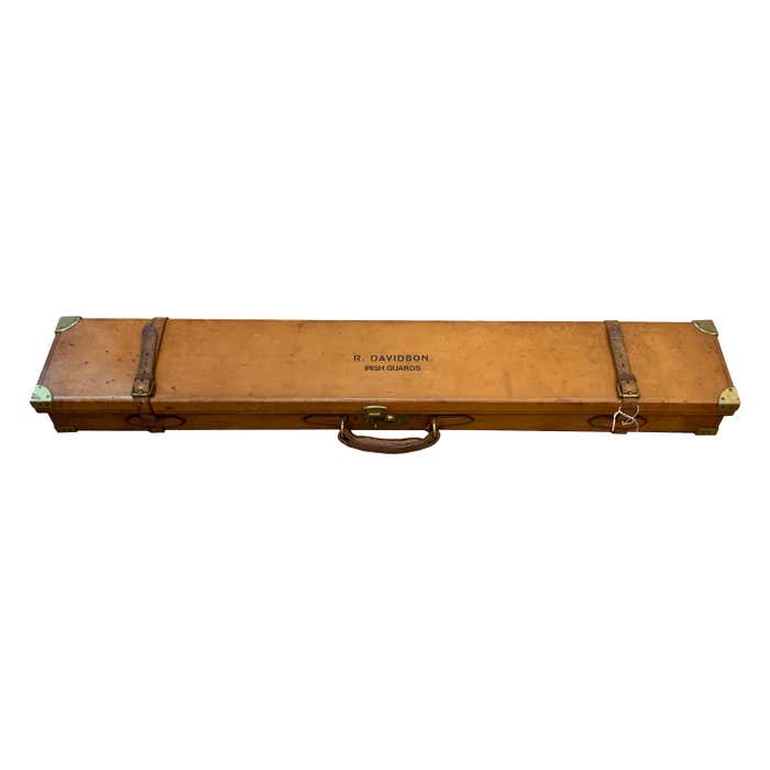 Edwardian Leather over Oak Rifle or Hunting Gun Case Irish Guards For ...